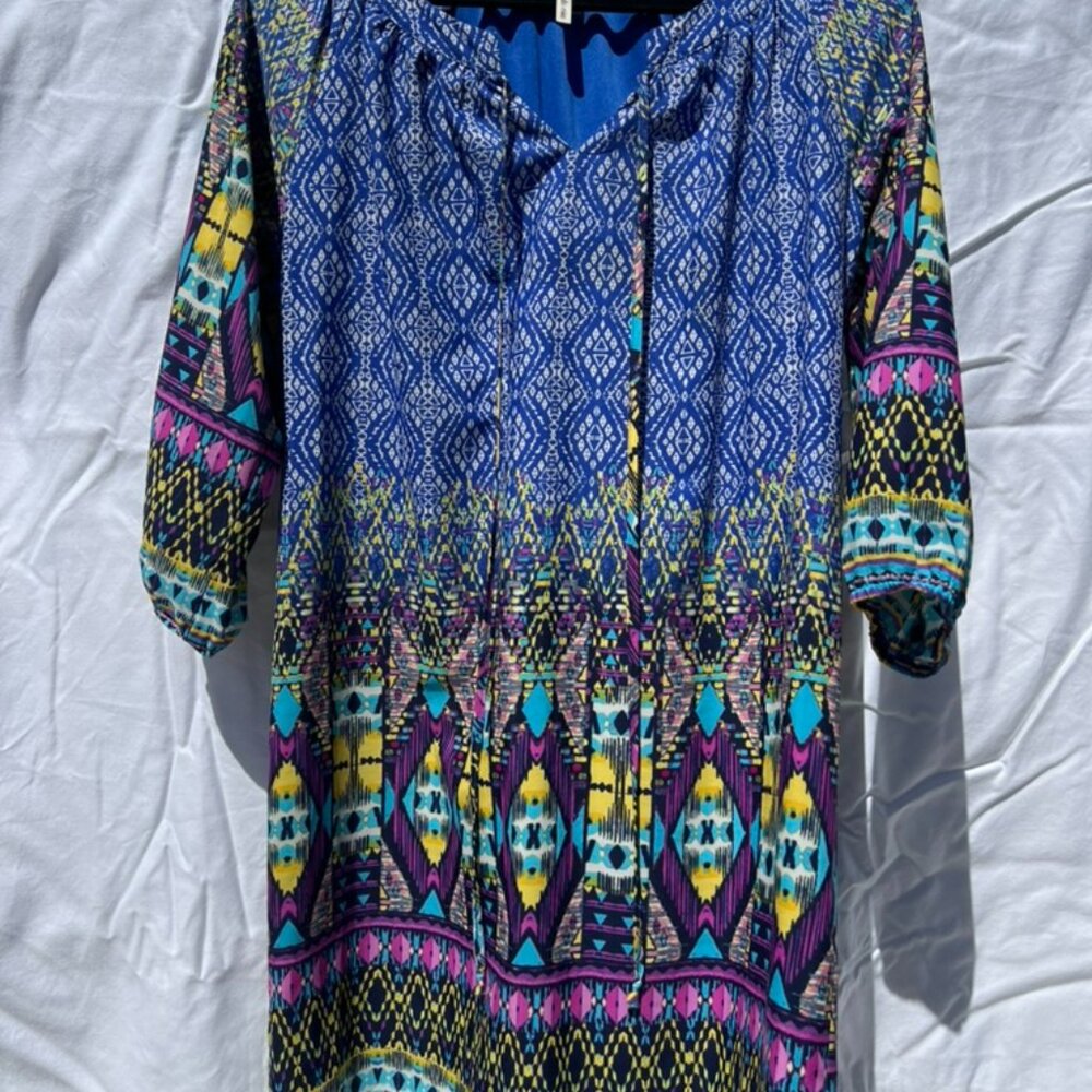hello miss- multi color tribal dress- Size Medium